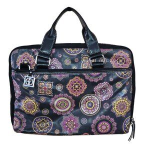 Giani Bernini Black Floral Laptop Bag Dual Handles & Zipper Closure 16 x 12 x 2
